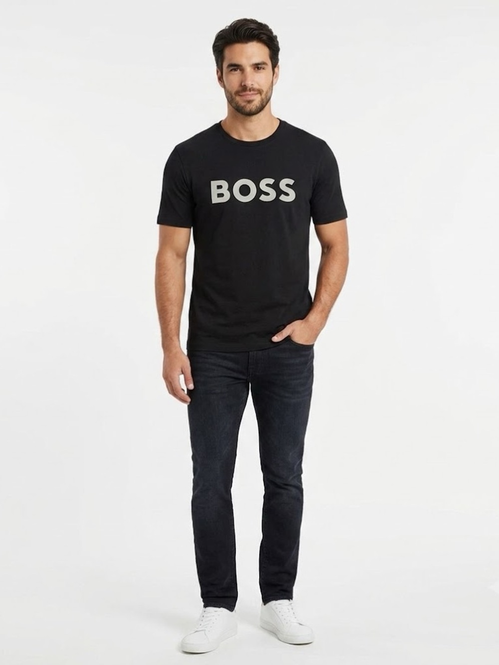 Hugo Boss Cotton-Jersey Tshirt with Large Logo Print